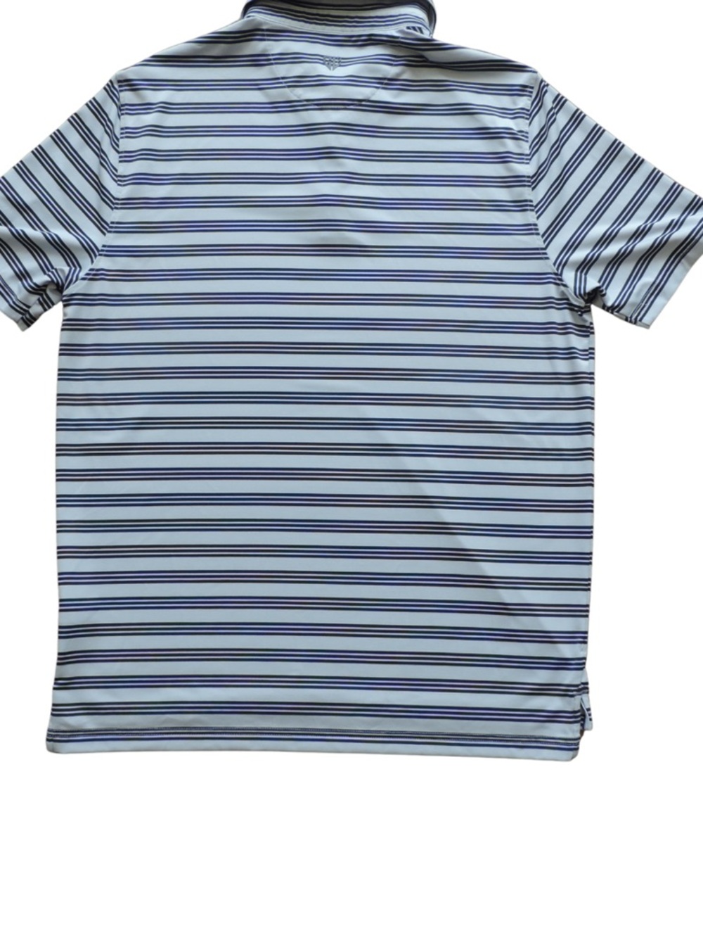 Light Blue and Navy Striped Men's Polo Shirt - Picture 2 of 2